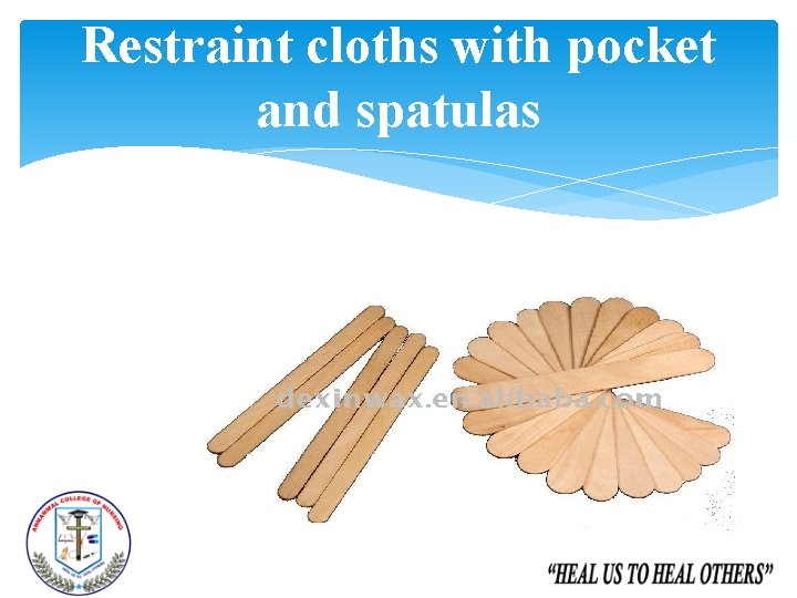 Restraint cloths with pocket and spatulas Restraint cloths with pocket and spatulas