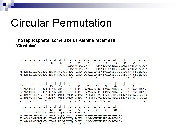 Circular Permutation Triosephosphate isomerase us Alanine racemase (Clustal. W) 