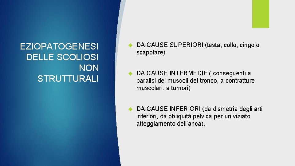 EZIOPATOGENESI DELLE SCOLIOSI NON STRUTTURALI DA CAUSE SUPERIORI (testa, collo, cingolo scapolare) DA CAUSE