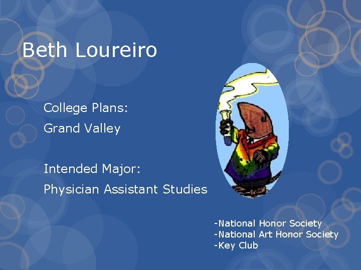 Beth Loureiro College Plans: Grand Valley Intended Major: Physician Assistant Studies -National Honor Society