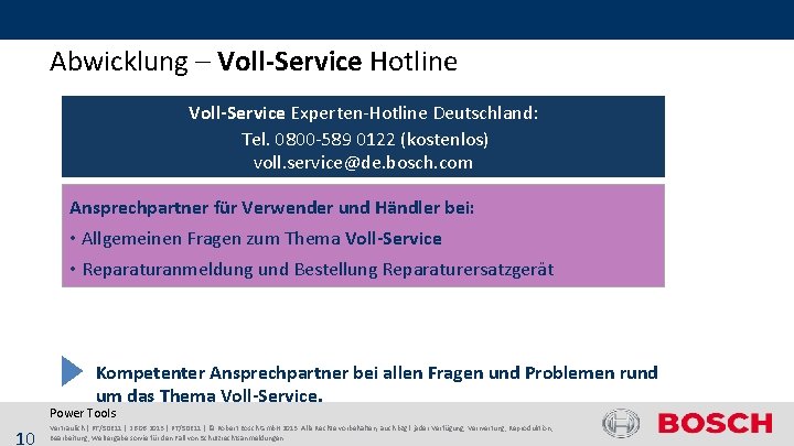  Abwicklung – Voll-Service Hotline Voll-Service Experten-Hotline Deutschland: Tel. 0800 -589 0122 (kostenlos) voll.