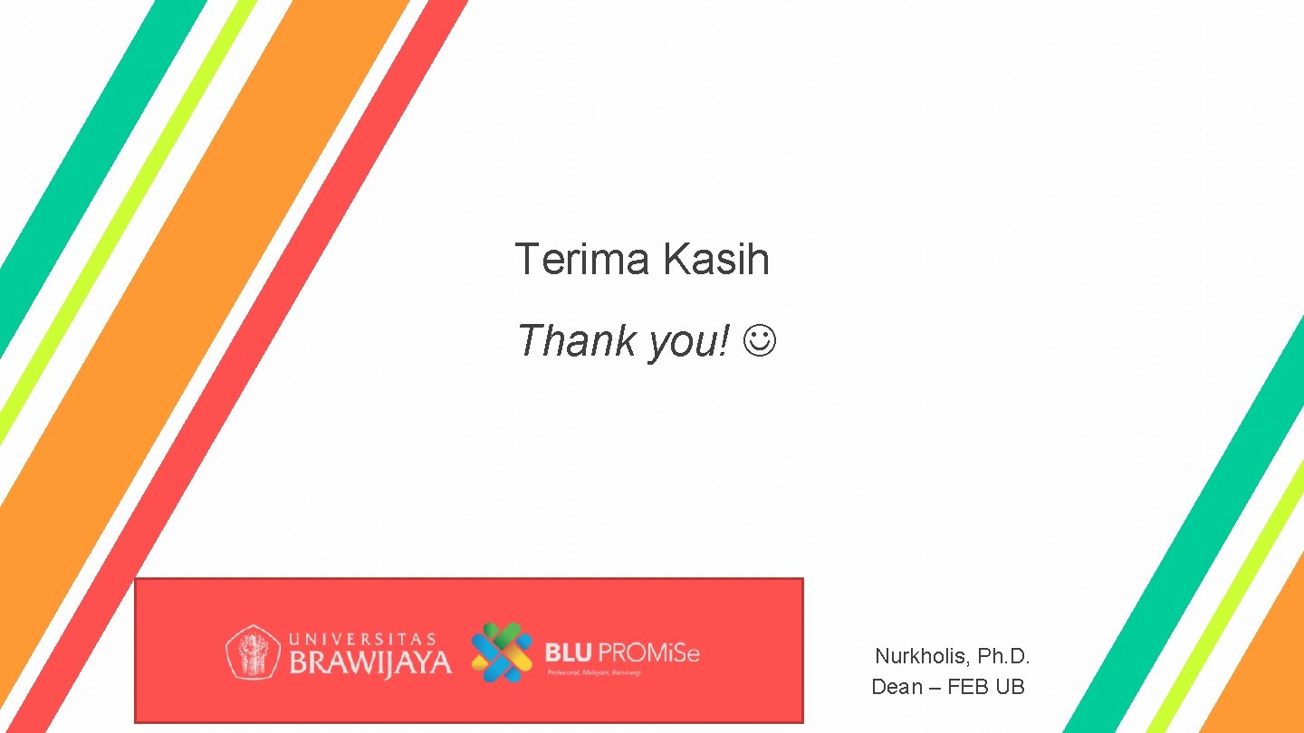 Terima Kasih Thank you! Nurkholis, Ph. D. Dean – FEB UB 