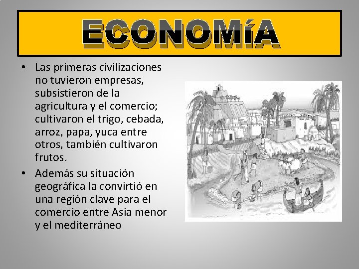 ECONOMíA • Las primeras civilizaciones no tuvieron empresas, subsistieron de la agricultura y el