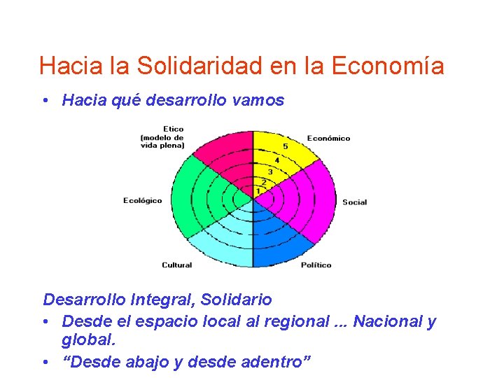 Hacia la Solidaridad en la Economía • Hacia qué desarrollo vamos Desarrollo Integral, Solidario