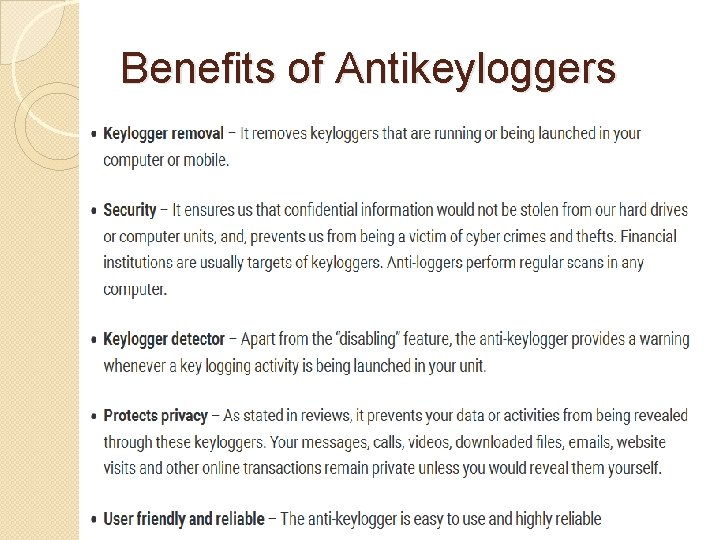 Benefits of Antikeyloggers 