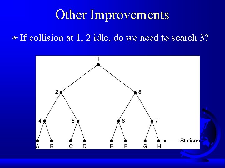 Other Improvements F If collision at 1, 2 idle, do we need to search