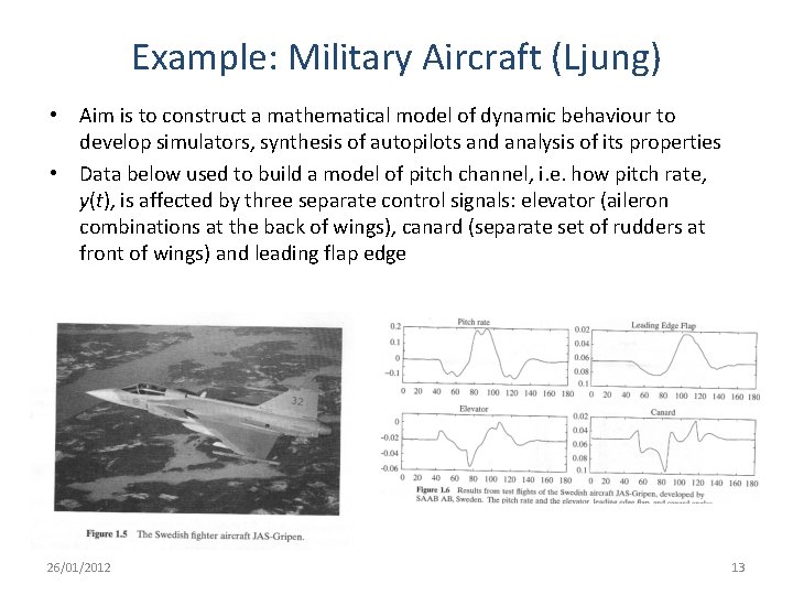 Example: Military Aircraft (Ljung) • Aim is to construct a mathematical model of dynamic Example: Military Aircraft (Ljung) • Aim is to construct a mathematical model of dynamic