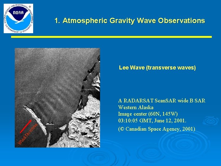 1. Atmospheric Gravity Wave Observations Lee Wave (transverse waves) W in d. D ire