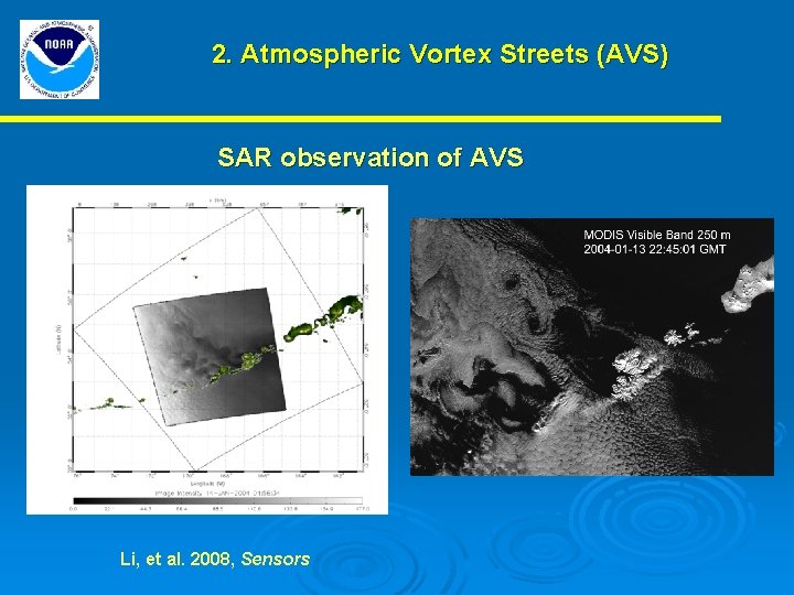 2. Atmospheric Vortex Streets (AVS) SAR observation of AVS Li, et al. 2008, Sensors