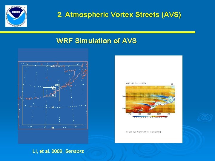 2. Atmospheric Vortex Streets (AVS) WRF Simulation of AVS Li, et al. 2008, Sensors