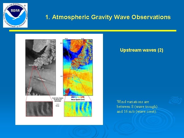 1. Atmospheric Gravity Wave Observations Upstream waves (2) Wind variations are between 8 (wave