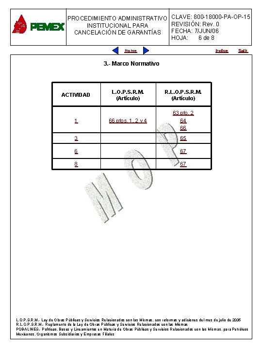 CLAVE: 800 -18000 -PA-OP-15 PROCEDIMIENTOADMINISTRATIVO REVISIÓN: Rev. 0 INSTITUCIONAL PARA PLANEACIÓN DE OBRAS Y