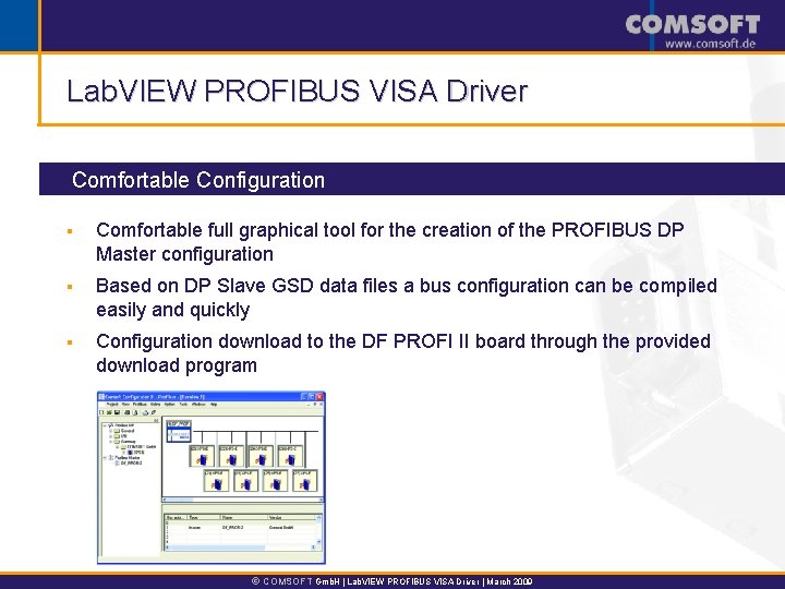 Lab. VIEW PROFIBUS VISA Driver Comfortable Configuration § Comfortable full graphical tool for the