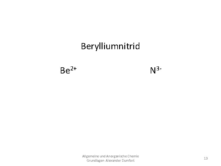 Berylliumnitrid Be 2+ N 3 Be 3 N 2 Allgemeine und Anorganische Chemie Grundlagen