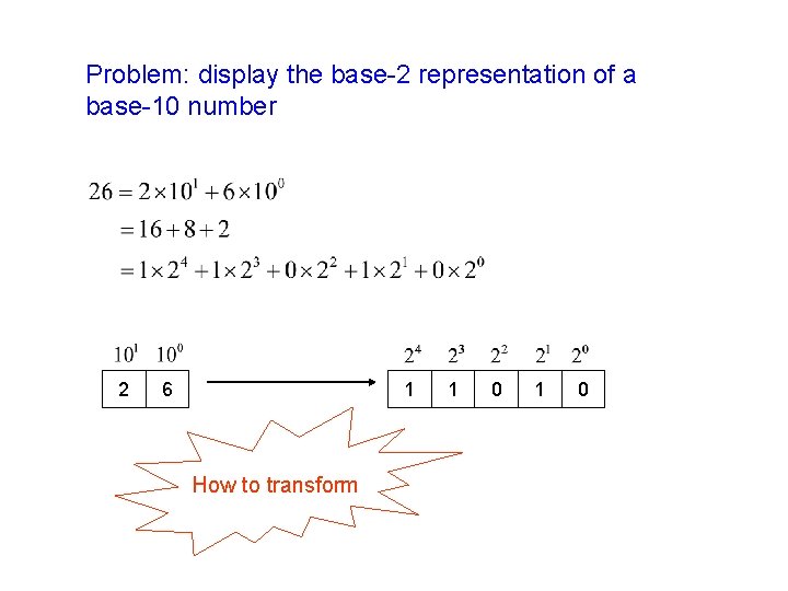 Problem: display the base-2 representation of a base-10 number 2 6 1 How to Problem: display the base-2 representation of a base-10 number 2 6 1 How to