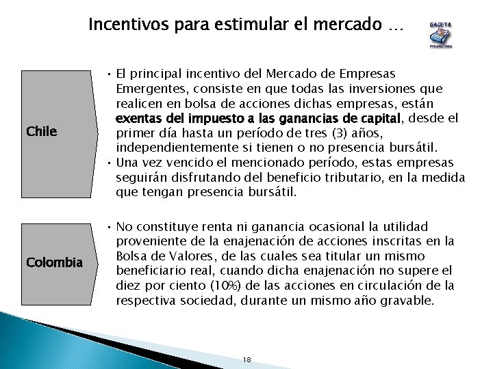 Incentivos para estimular el mercado … Chile • El principal incentivo del Mercado de