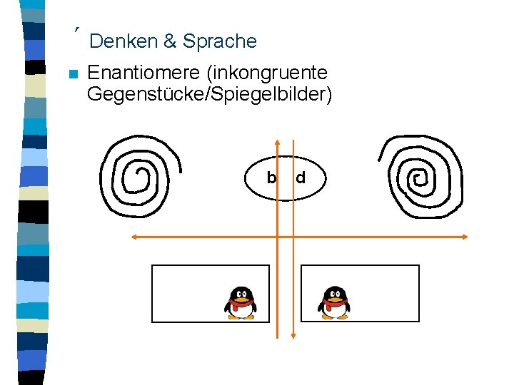 ´ Denken & Sprache n Enantiomere (inkongruente Gegenstücke/Spiegelbilder) b d 