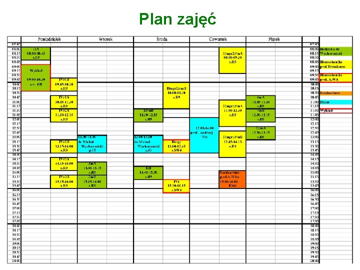 Plan zajęć 