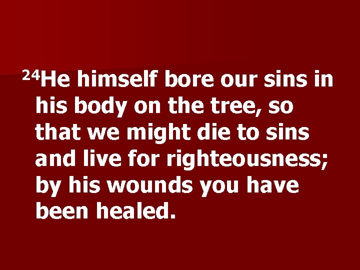 24 He himself bore our sins in his body on the tree, so that