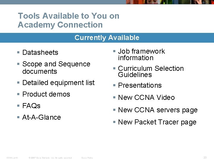 Tools Available to You on Academy Connection Currently Available § Detailed equipment list § Tools Available to You on Academy Connection Currently Available § Detailed equipment list §
