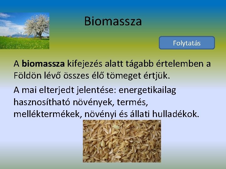 Biomassza Folytatás A biomassza kifejezés alatt tágabb értelemben a Földön lévő összes élő tömeget