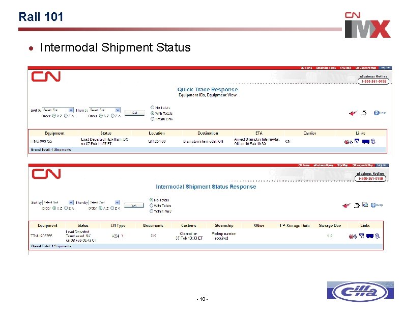Rail 101 · Intermodal Shipment Status - 10 - 