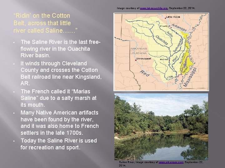 Image courtesy of www. lakeouachita. org, September 22, 2014. “Ridin’ on the Cotton Belt,