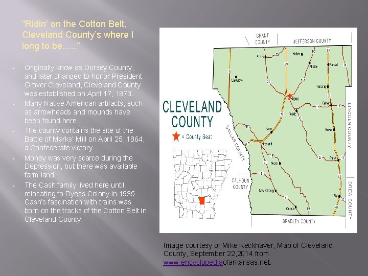 “Ridin’ on the Cotton Belt, Cleveland County’s where I long to be…. . ”