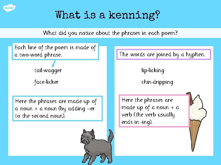 What is a kenning? What did you notice about the phrases in each poem?