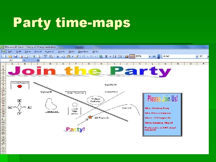 Party time-maps 