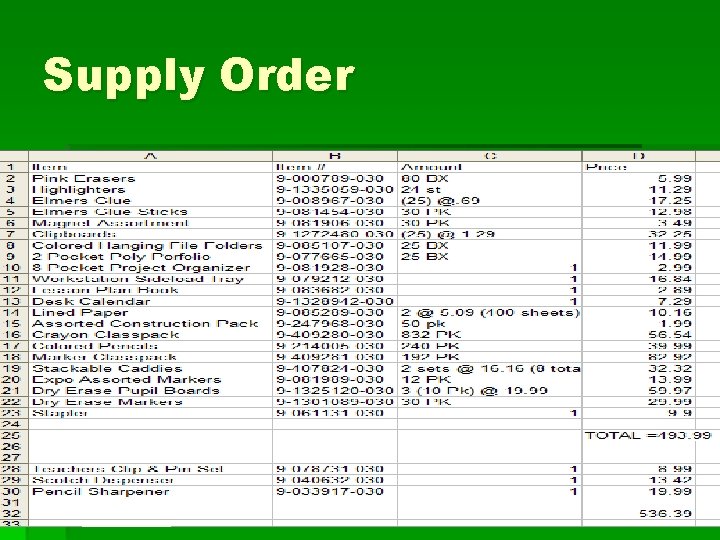 Supply Order 