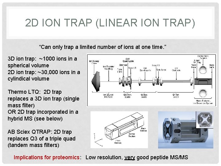 2 D ION TRAP (LINEAR ION TRAP) “Can only trap a limited number of