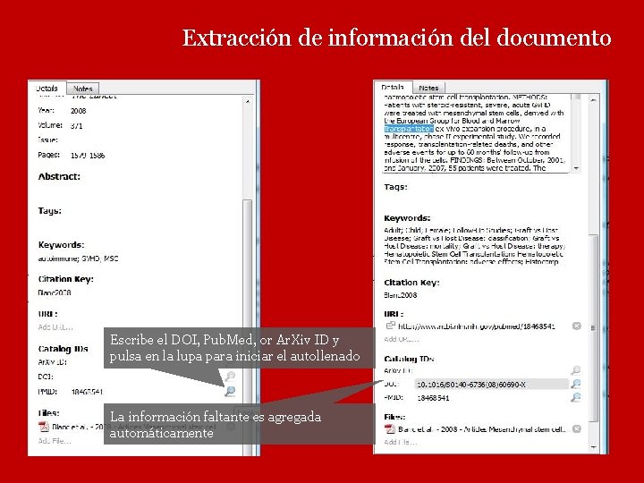 Extracción de información del documento Escribe el DOI, Pub. Med, or Ar. Xiv ID