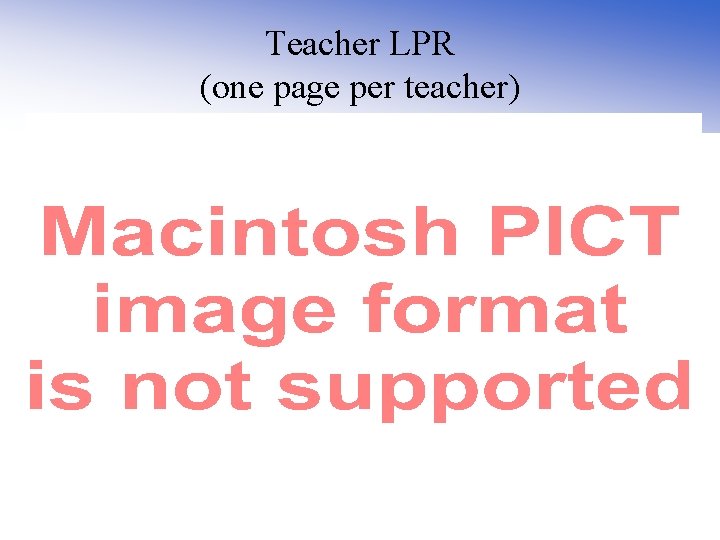 Teacher LPR (one page per teacher) 