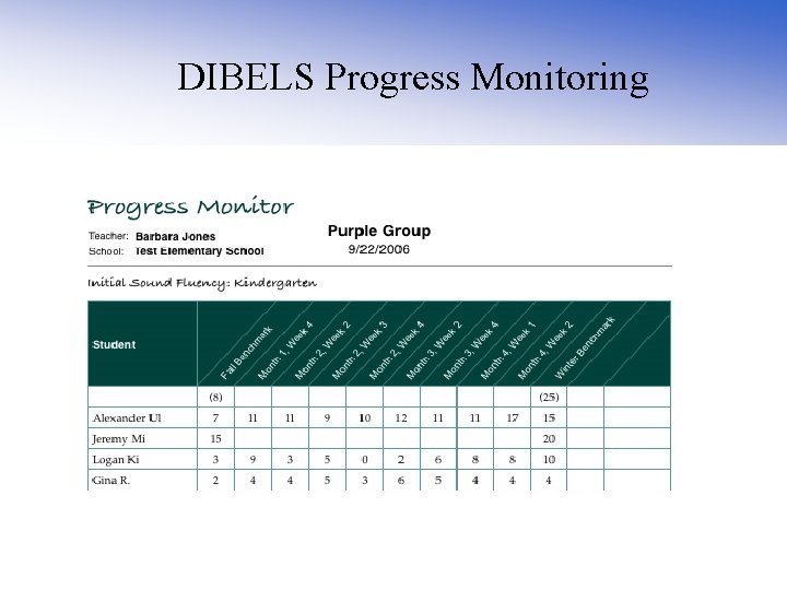 DIBELS Progress Monitoring 