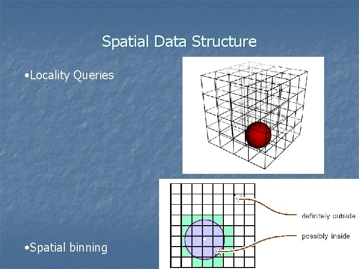 Spatial Data Structure • Locality Queries • Spatial binning 