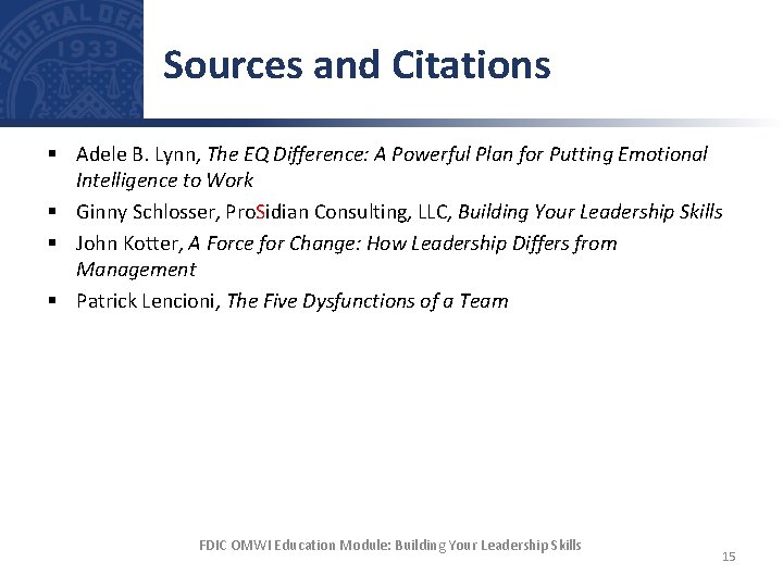 Sources and Citations § Adele B. Lynn, The EQ Difference: A Powerful Plan for