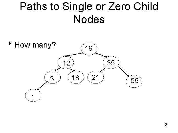 Paths to Single or Zero Child Nodes 8 How many? 19 35 12 3