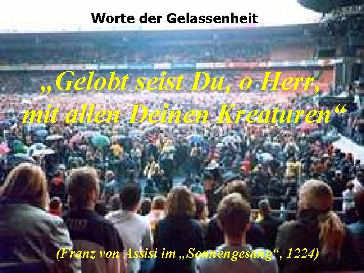 Worte der Gelassenheit „Gelobt seist Du, o Herr, mit allen Deinen Kreaturen“ (Franz von