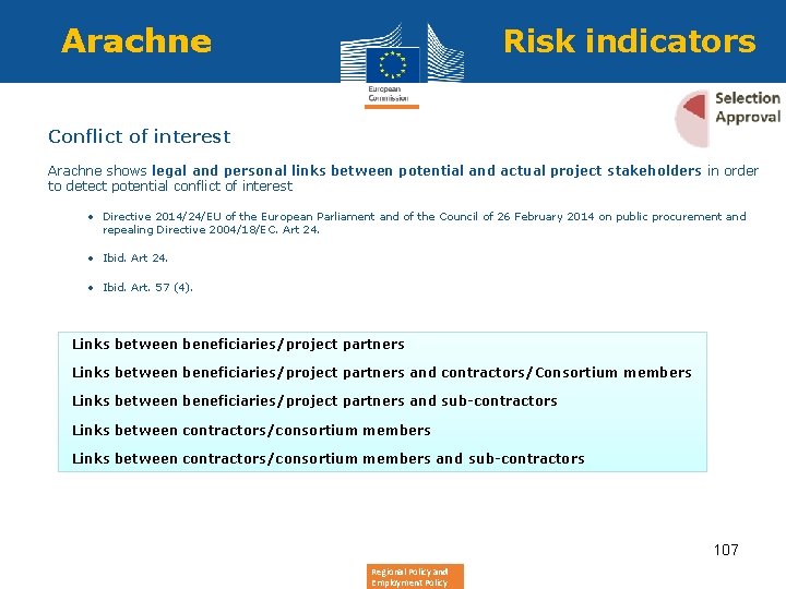 Arachne Risk indicators Conflict of interest Arachne shows legal and personal links between potential