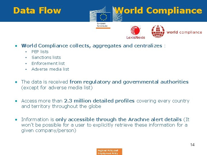 Data Flow World Compliance • World Compliance collects, aggregates and centralizes : • •