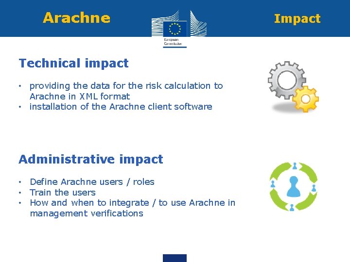 Arachne Technical impact • providing the data for the risk calculation to Arachne in