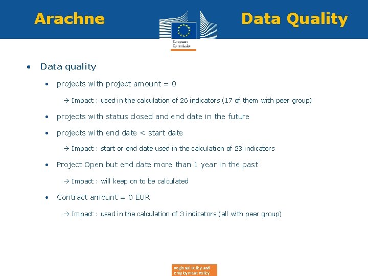 Arachne Data Quality • Data quality • projects with project amount = 0 Impact