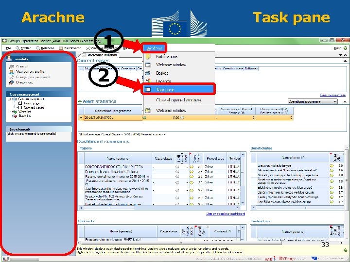 Arachne Task pane 1 2 33 Regional Policy and Employment Policy 