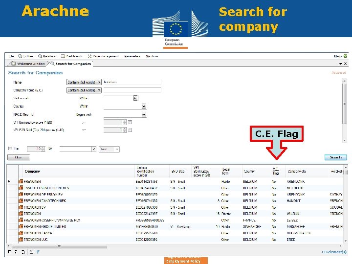 Arachne Search for company C. E. Flag Regional Policy and Employment Policy 