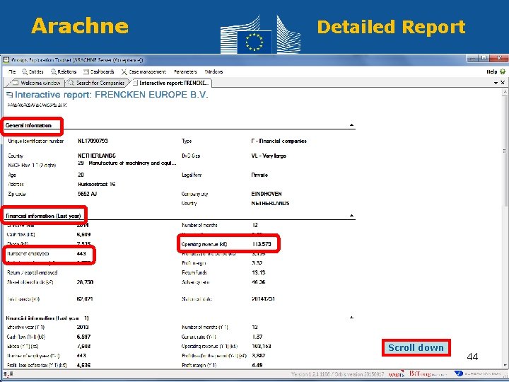 Arachne Detailed Report Scroll down Regional Policy and Employment Policy 44 