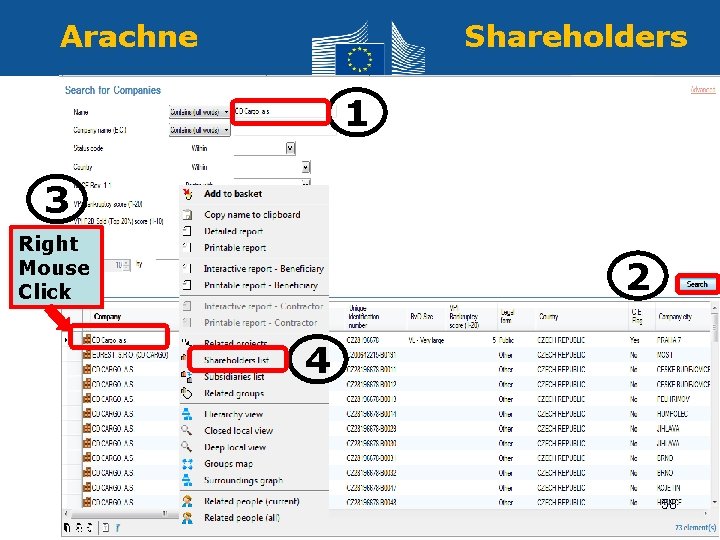 Arachne Shareholders 1 3 Right Mouse Click 2 4 58 Regional Policy and Employment