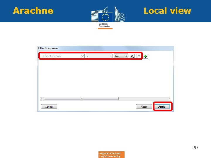 Arachne Local view 67 Regional Policy and Employment Policy 