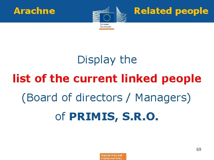 Arachne Related people Display the list of the current linked people (Board of directors