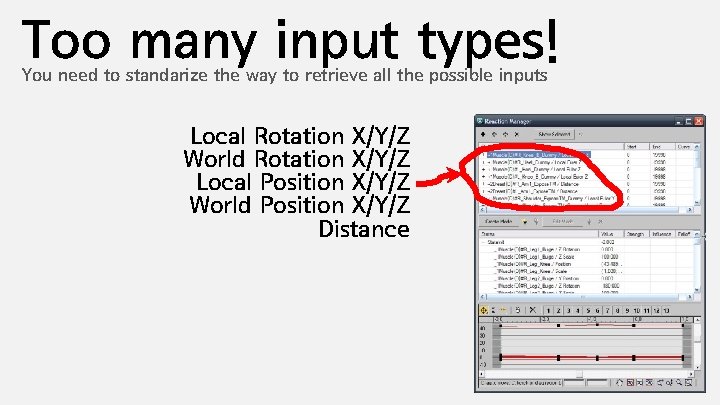Too many input types! You need to standarize the way to retrieve all the